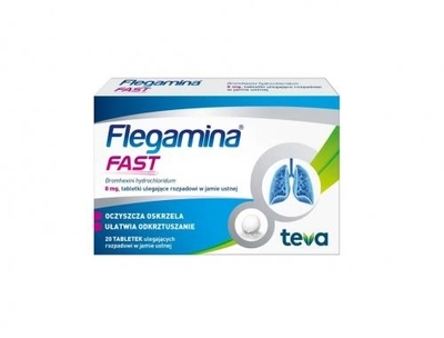 Zdjęcie Flegamina Fast 8 mg 20 tabletek ulegających rozpadowi w jamie ustnej